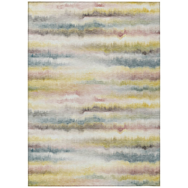 Addison Chantille ACN2098 Stripes Machine Made Transitional Gold Rug