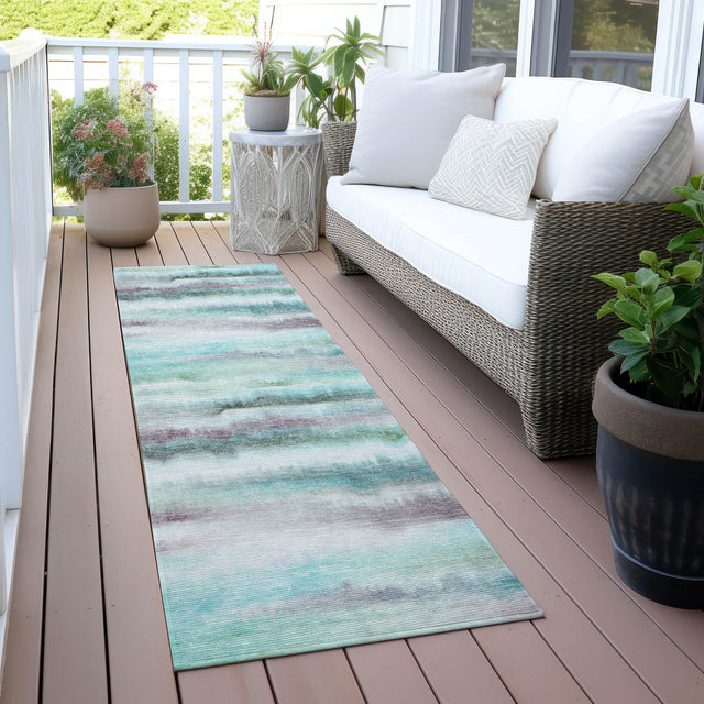 Addison Chantille ACN2098 Stripes Machine Made Transitional Teal Rug