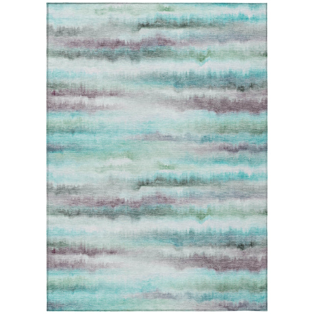 Addison Chantille ACN2098 Stripes Machine Made Transitional Teal Rug