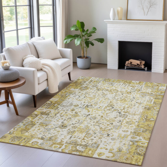 Addison Chantille ACN2099 Global Machine Made Traditional Gold Rug