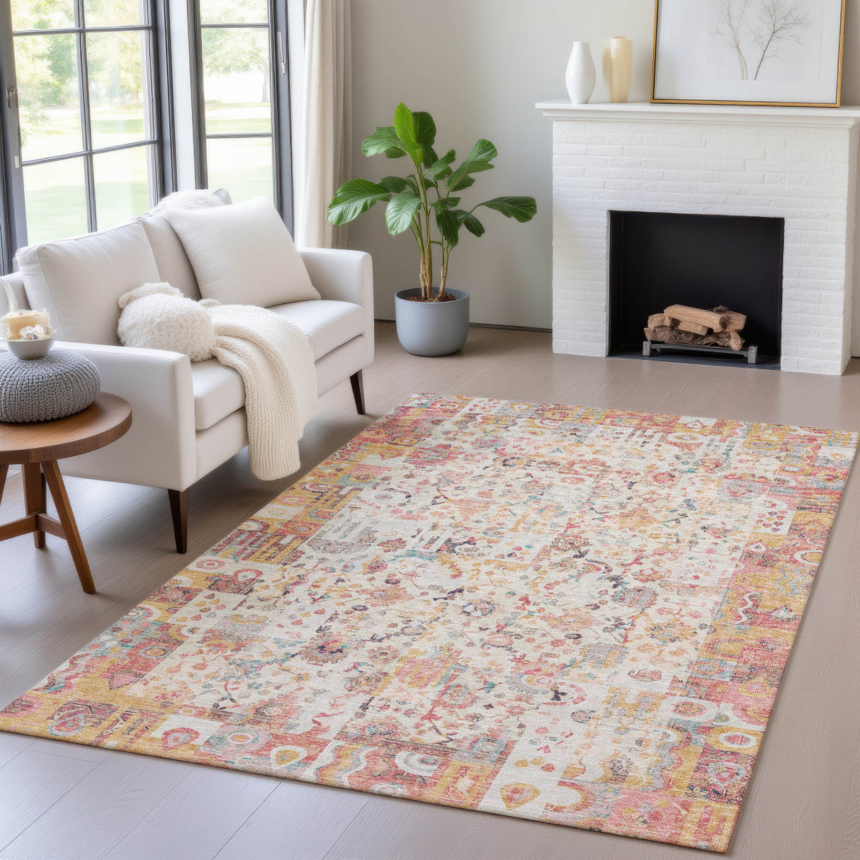 Addison Chantille ACN2099 Global Machine Made Traditional Pink Rug