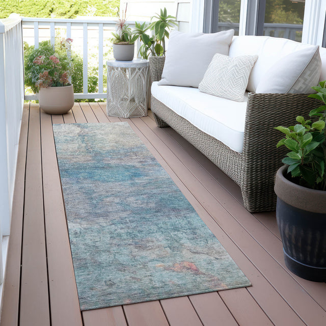 Addison Chantille ACN2100 Abstract Machine Made Transitional Aqua Rug