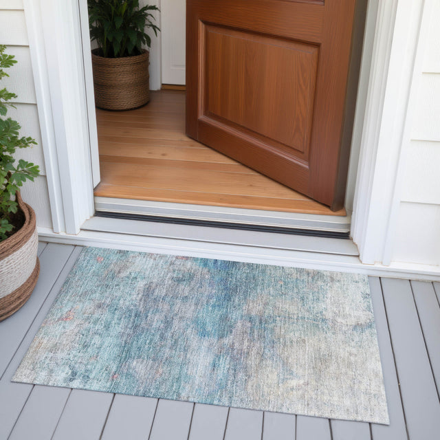 Addison Chantille ACN2100 Abstract Machine Made Transitional Aqua Rug