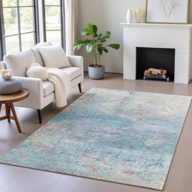 Addison Chantille ACN2100 Abstract Machine Made Transitional Aqua Rug