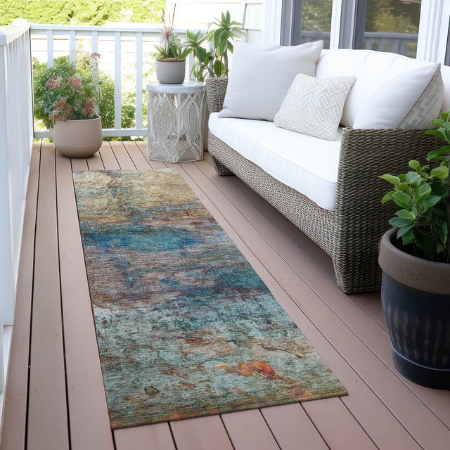 Addison Chantille ACN2100 Abstract Machine Made Transitional Teal Rug