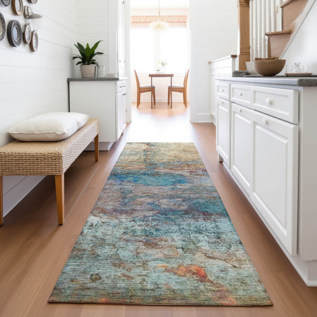 Addison Chantille ACN2100 Abstract Machine Made Transitional Teal Rug