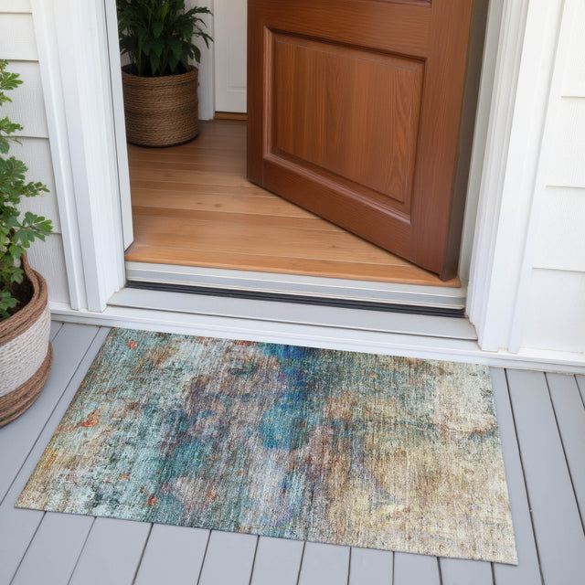 Addison Chantille ACN2100 Abstract Machine Made Transitional Teal Rug