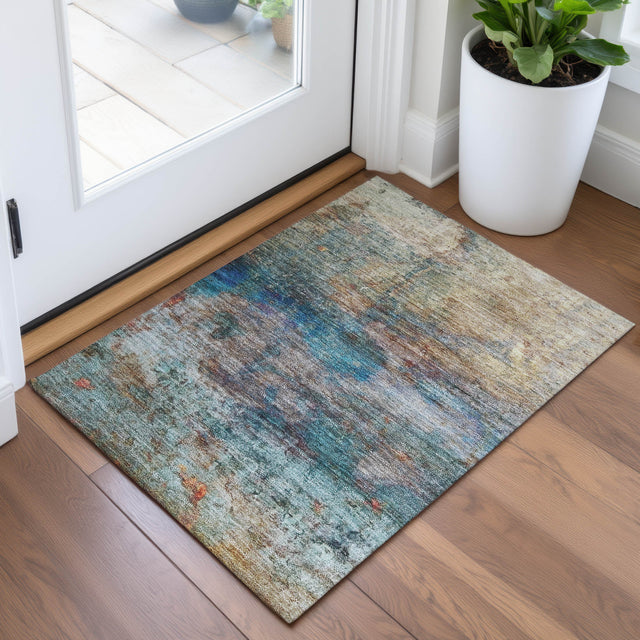 Addison Chantille ACN2100 Abstract Machine Made Transitional Teal Rug