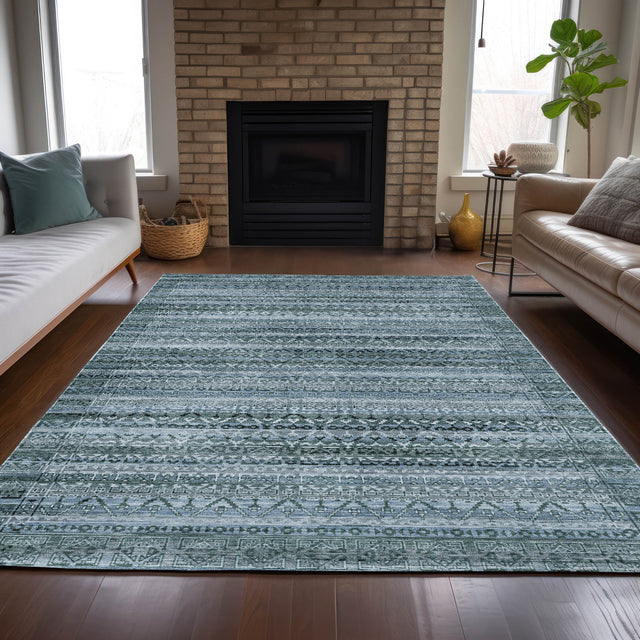 Addison Chantille ACN2101 Stripes Machine Made Transitional Aloe Rug