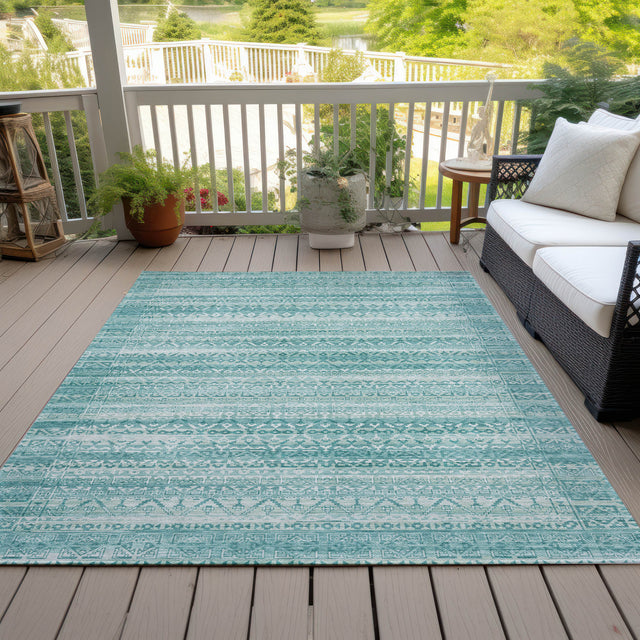 Addison Chantille ACN2101 Stripes Machine Made Transitional Aqua Rug