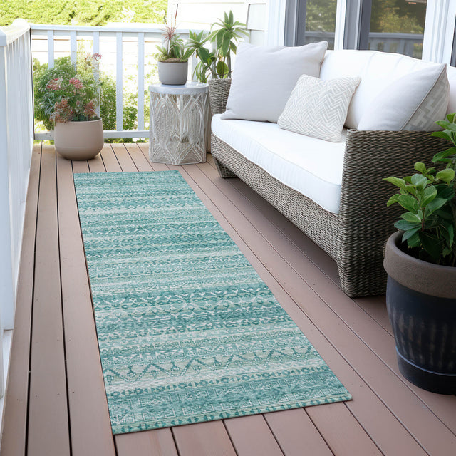 Addison Chantille ACN2101 Stripes Machine Made Transitional Aqua Rug