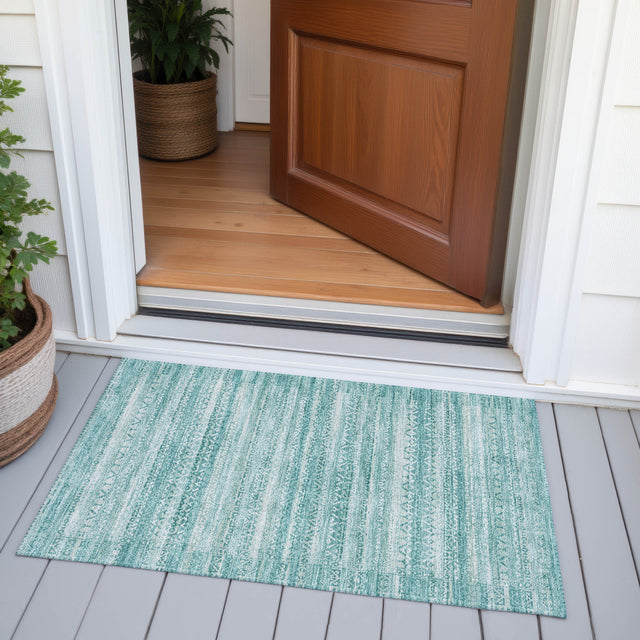Addison Chantille ACN2101 Stripes Machine Made Transitional Aqua Rug