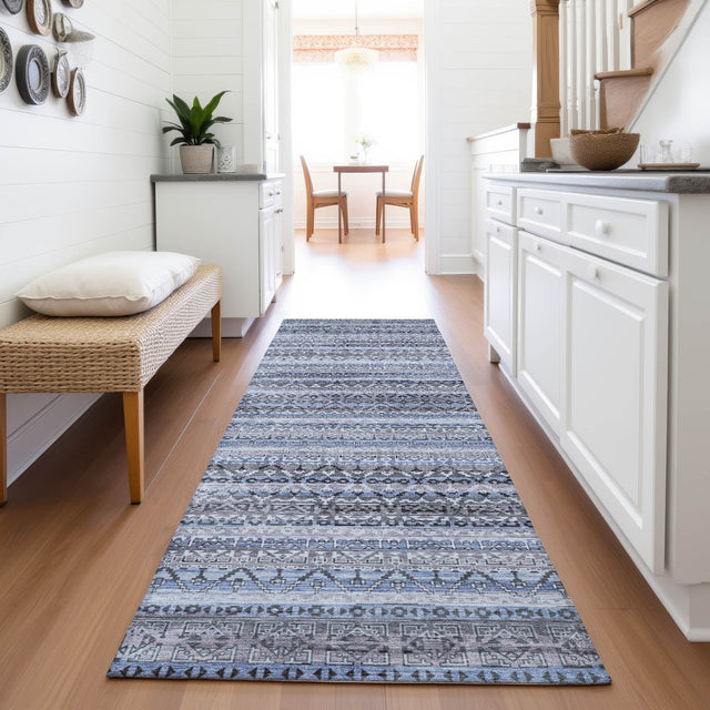 Addison Chantille ACN2101 Stripes Machine Made Transitional Blue Rug