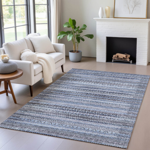 Addison Chantille ACN2101 Stripes Machine Made Transitional Blue Rug