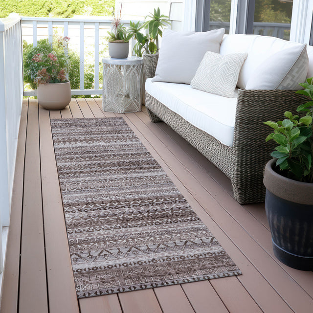 Addison Chantille ACN2101 Stripes Machine Made Transitional Brown Rug