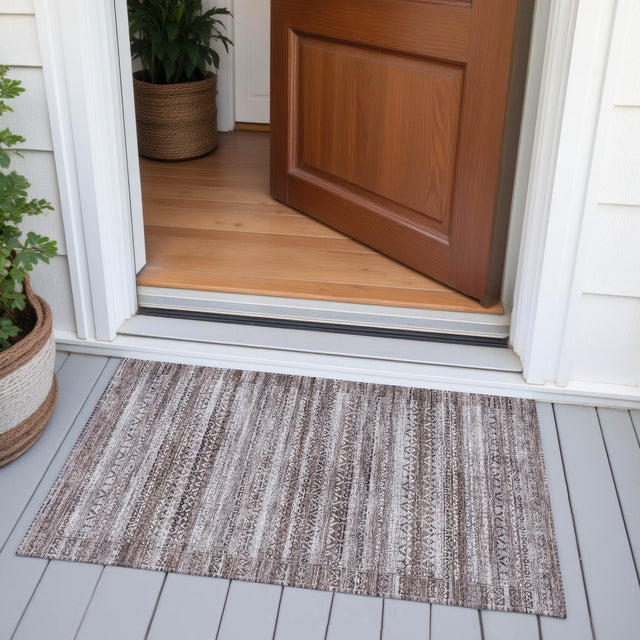 Addison Chantille ACN2101 Stripes Machine Made Transitional Brown Rug