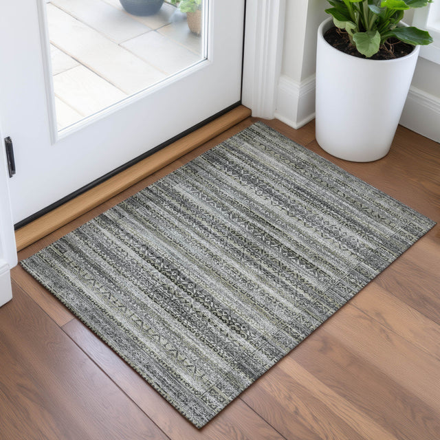 Addison Chantille ACN2101 Stripes Machine Made Transitional Pewter Rug
