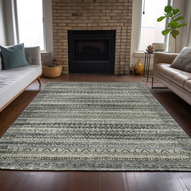 Addison Chantille ACN2101 Stripes Machine Made Transitional Pewter Rug