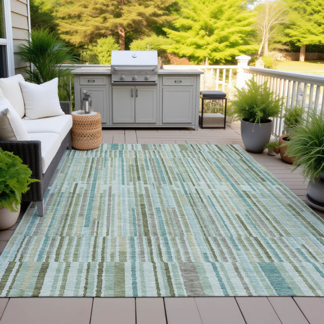 Addison Chantille ACN2102 Stripes Machine Made Transitional Aloe Rug