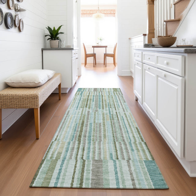 Addison Chantille ACN2102 Stripes Machine Made Transitional Aloe Rug