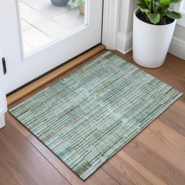 Addison Chantille ACN2102 Stripes Machine Made Transitional Aloe Rug