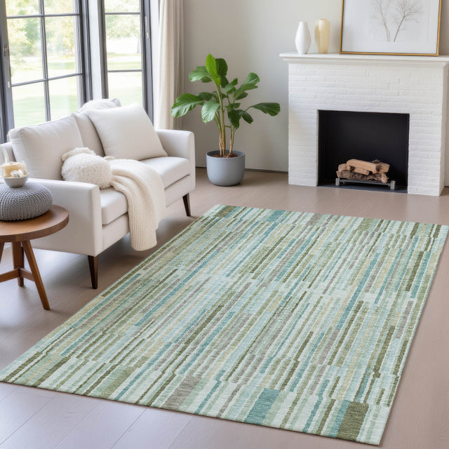 Addison Chantille ACN2102 Stripes Machine Made Transitional Aloe Rug