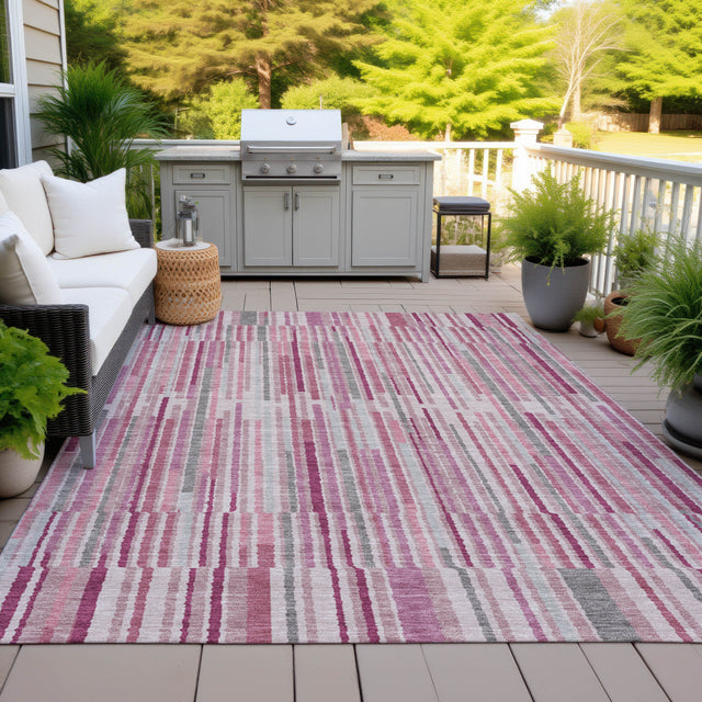 Addison Chantille ACN2102 Stripes Machine Made Transitional Blush Rug