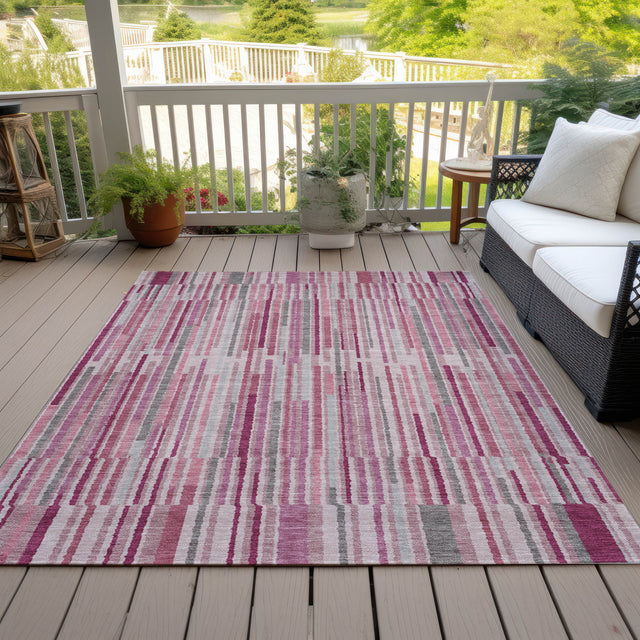 Addison Chantille ACN2102 Stripes Machine Made Transitional Blush Rug