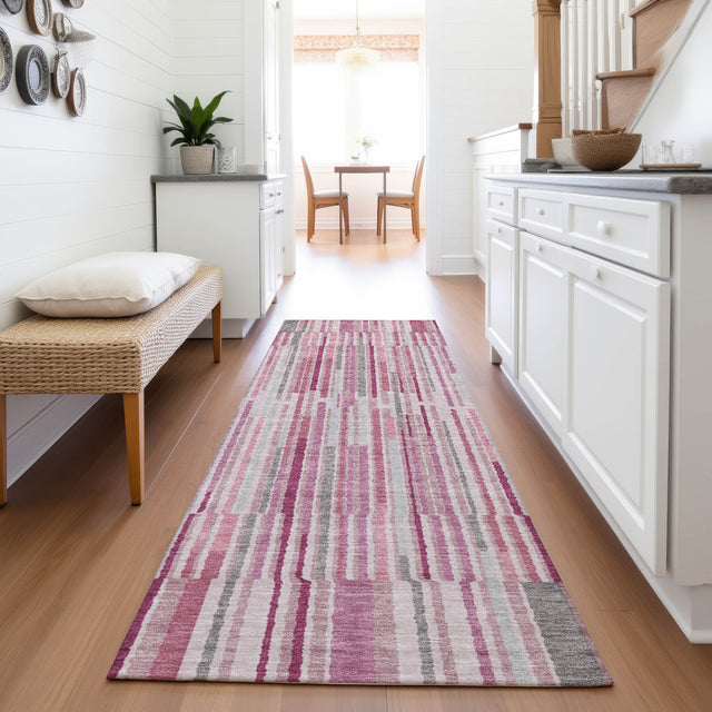 Addison Chantille ACN2102 Stripes Machine Made Transitional Blush Rug