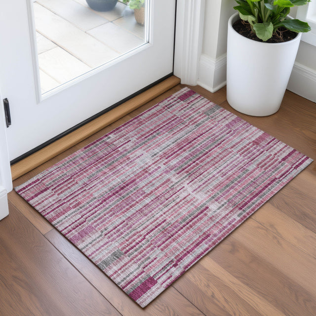 Addison Chantille ACN2102 Stripes Machine Made Transitional Blush Rug