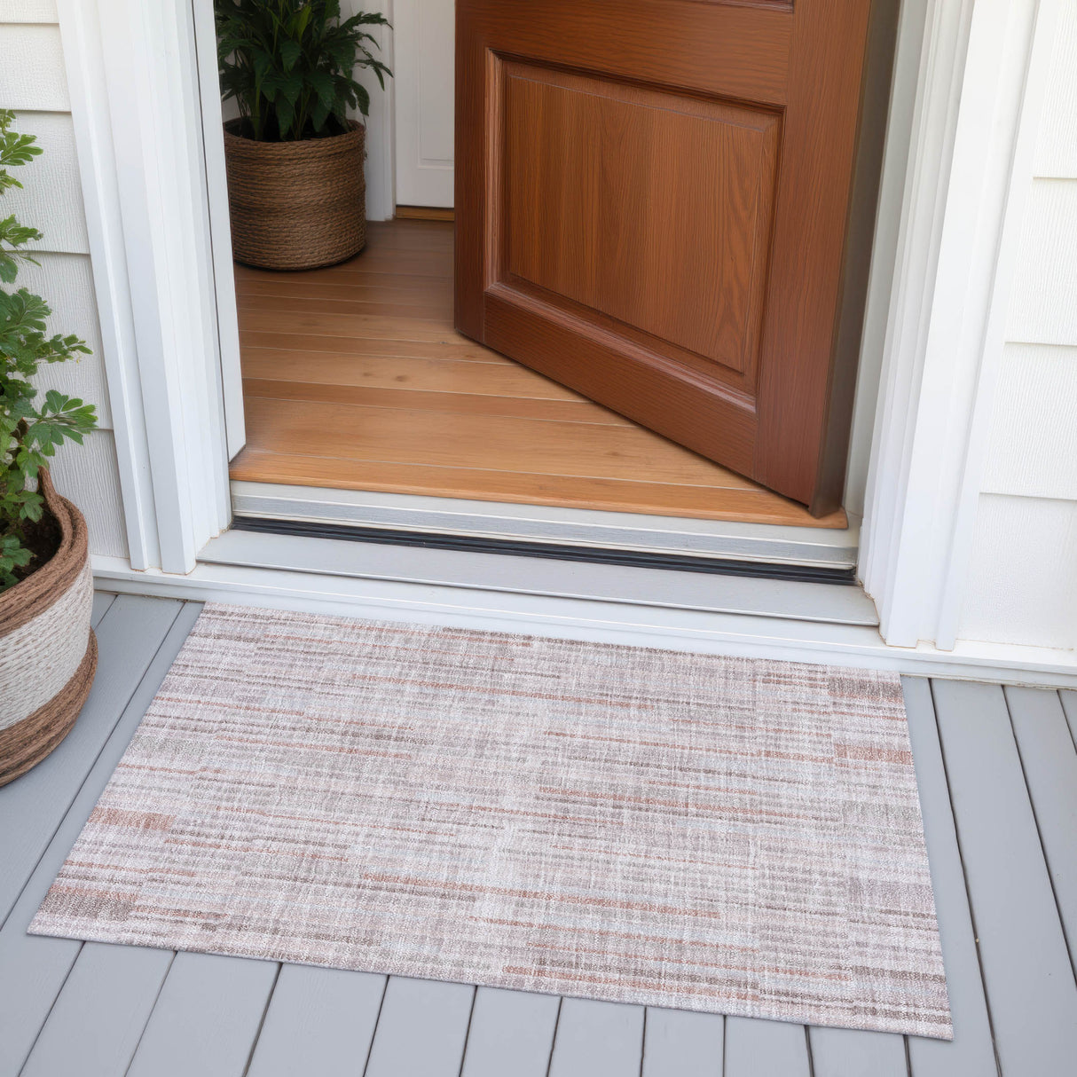 Addison Chantille ACN2102 Stripes Machine Made Transitional Coral Rug