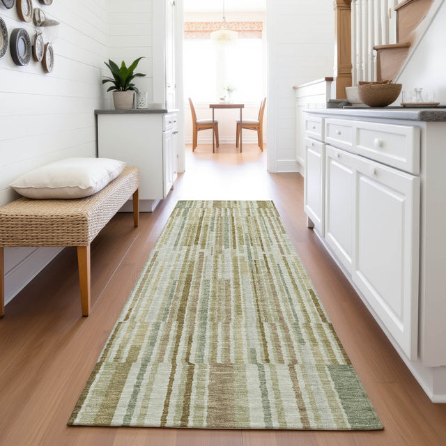 Addison Chantille ACN2102 Stripes Machine Made Transitional Khaki Rug