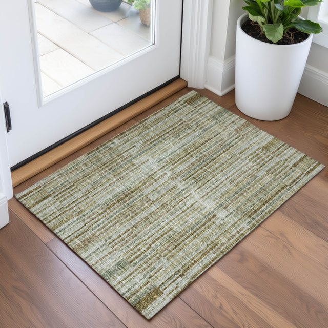 Addison Chantille ACN2102 Stripes Machine Made Transitional Khaki Rug