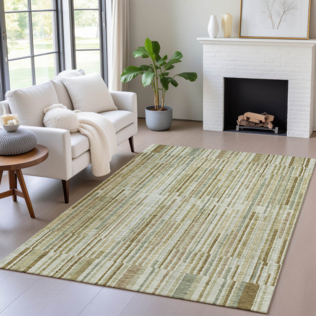 Addison Chantille ACN2102 Stripes Machine Made Transitional Khaki Rug