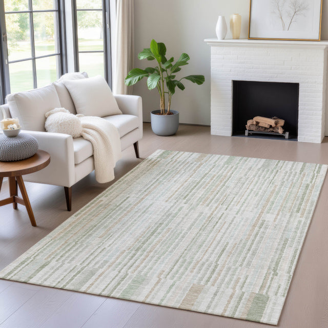 Addison Chantille ACN2102 Stripes Machine Made Transitional Sage Rug