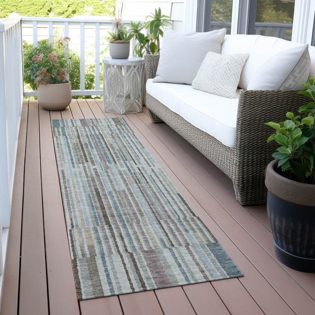 Addison Chantille ACN2102 Stripes Machine Made Transitional Teal Rug