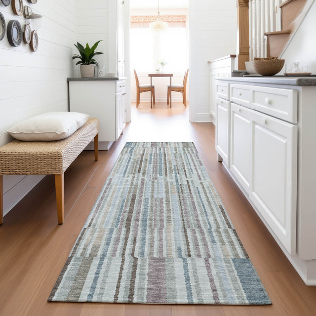 Addison Chantille ACN2102 Stripes Machine Made Transitional Teal Rug