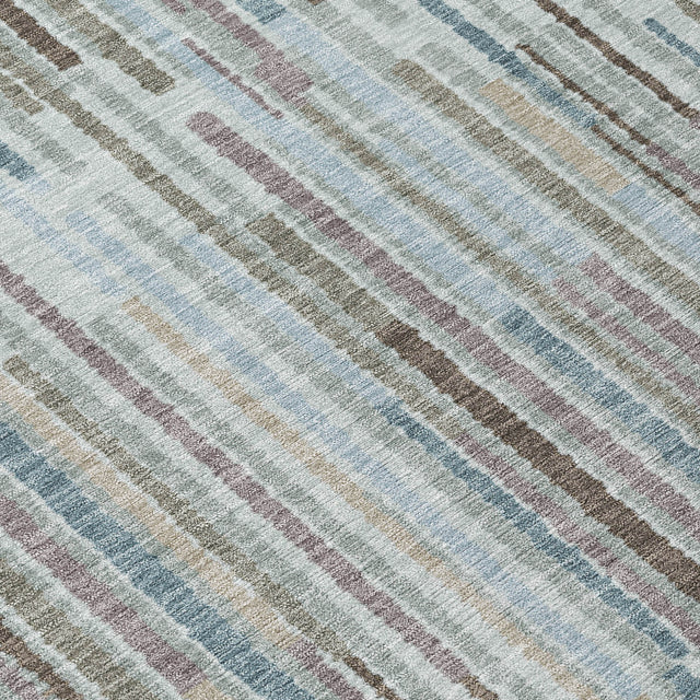 Addison Chantille ACN2102 Stripes Machine Made Transitional Teal Rug
