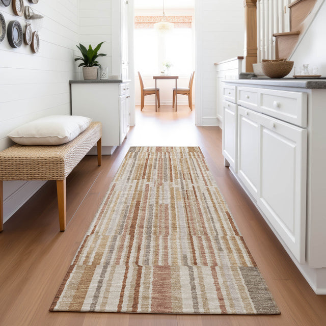 Addison Chantille ACN2102 Stripes Machine Made Transitional Terracotta Rug