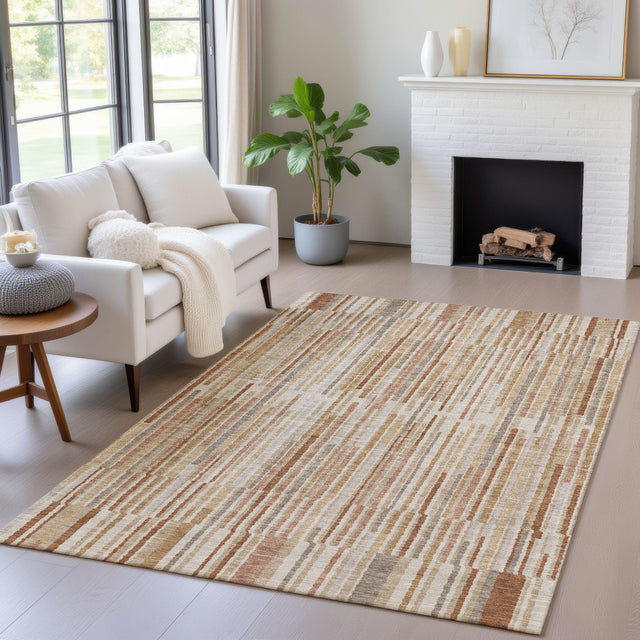 Addison Chantille ACN2102 Stripes Machine Made Transitional Terracotta Rug