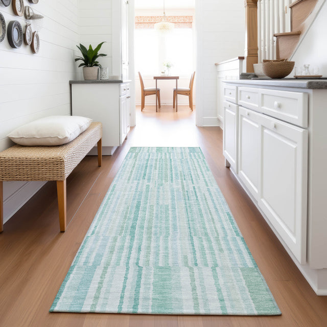 Addison Chantille ACN2102 Stripes Machine Made Transitional Turquoise Rug