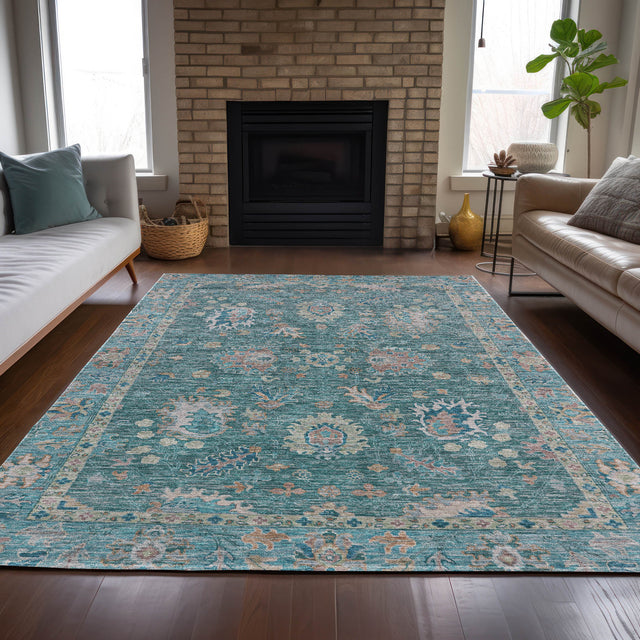 Addison Chantille ACN2104 Global Machine Made Traditional Teal Rug