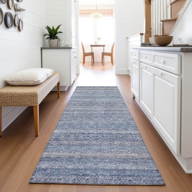 Addison Chantille ACN2105 Stripes Machine Made Transitional Blue Rug