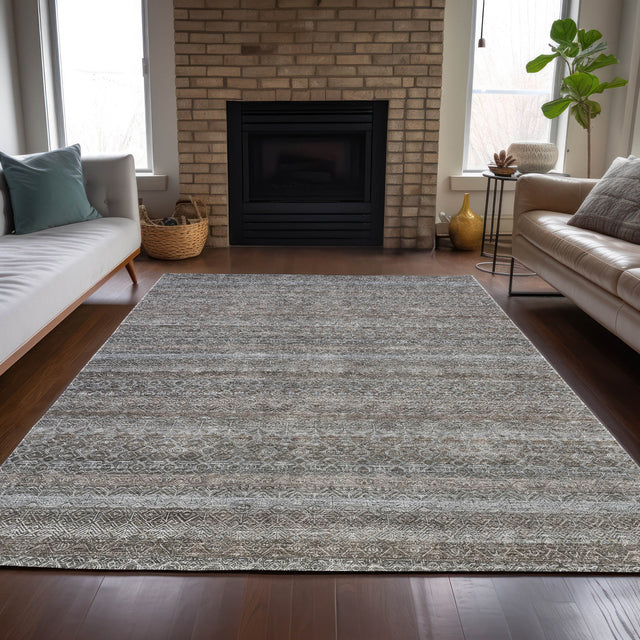 Addison Chantille ACN2105 Stripes Machine Made Transitional Brown Rug