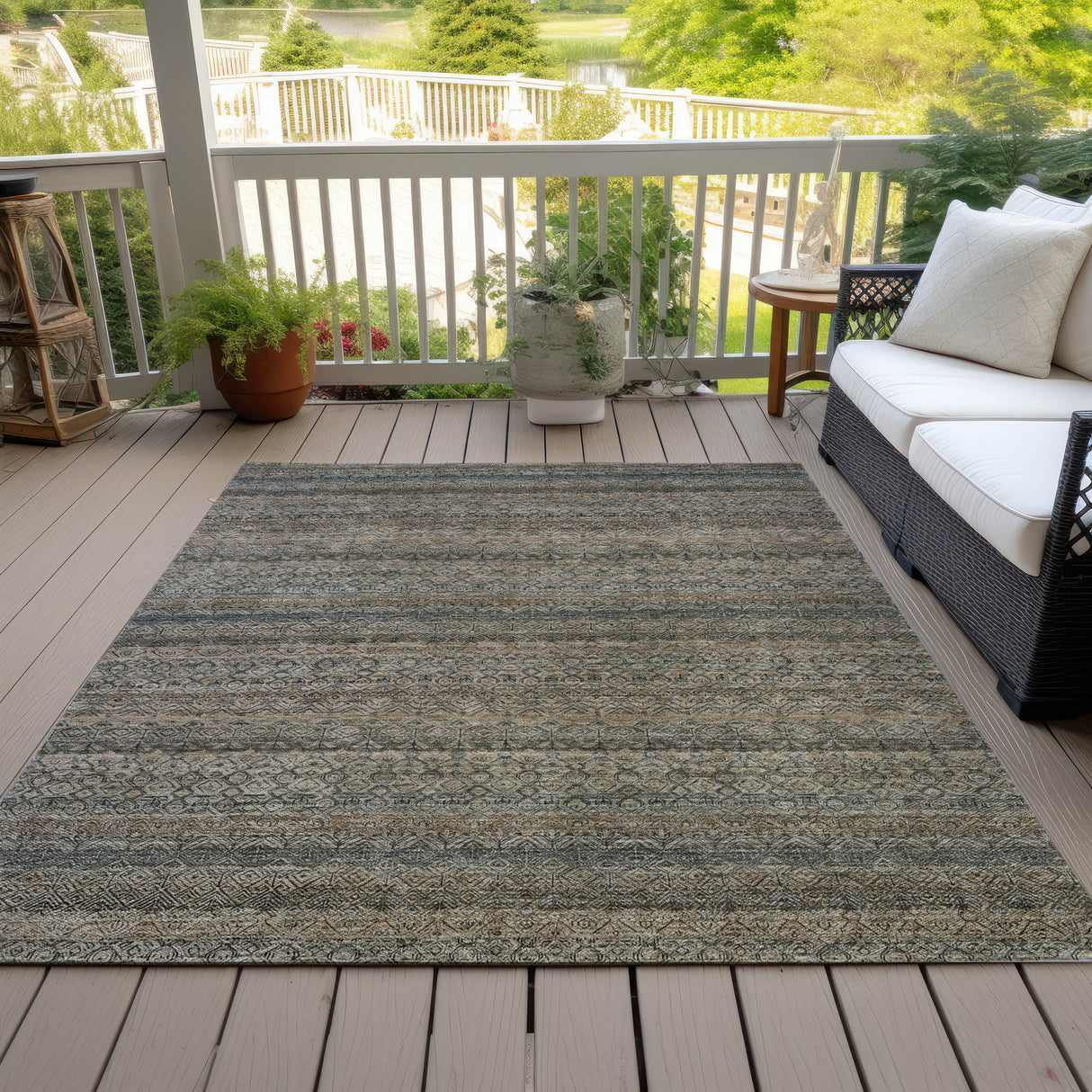 Addison Chantille ACN2105 Stripes Machine Made Transitional Chocolate Rug