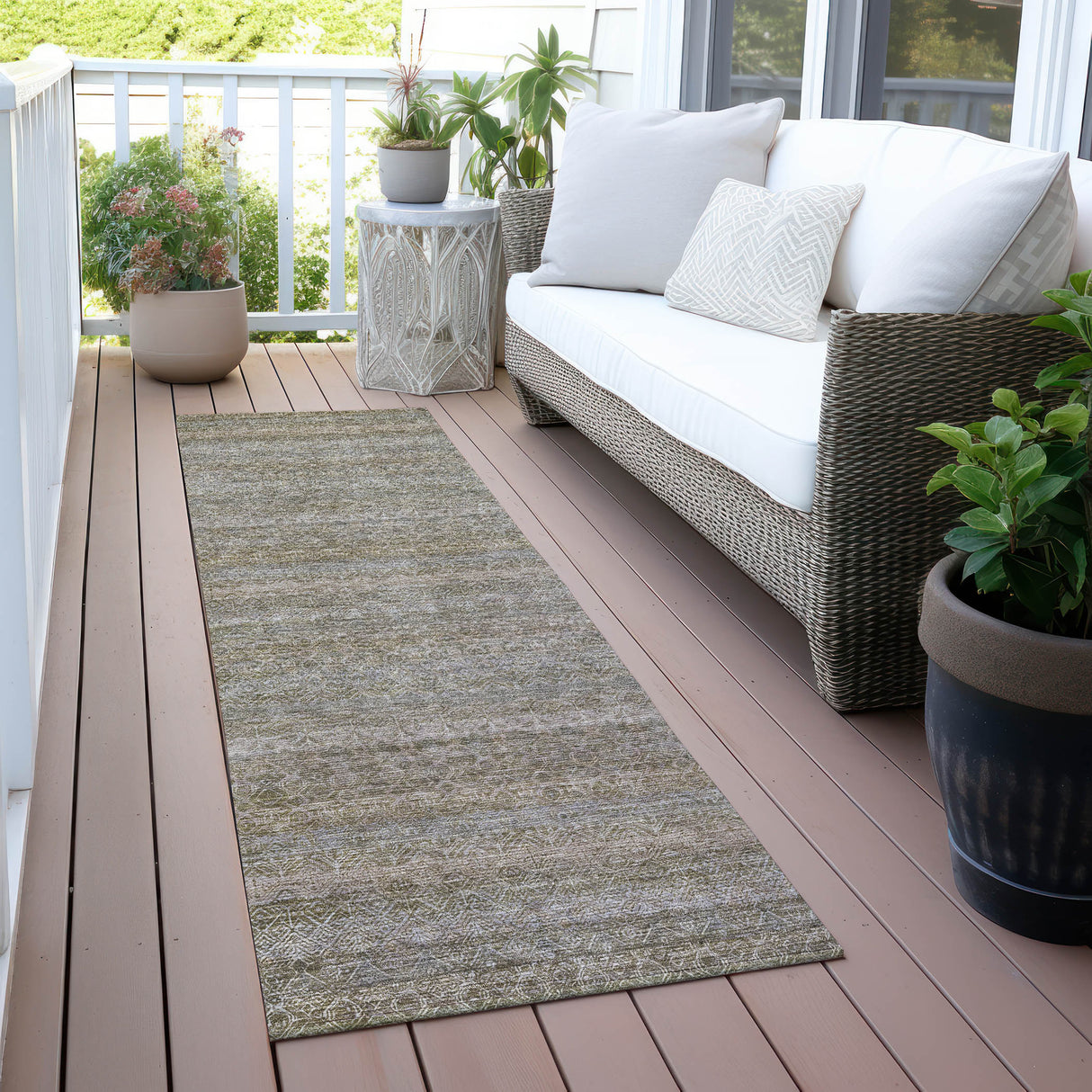 Addison Chantille ACN2105 Stripes Machine Made Transitional Khaki Rug