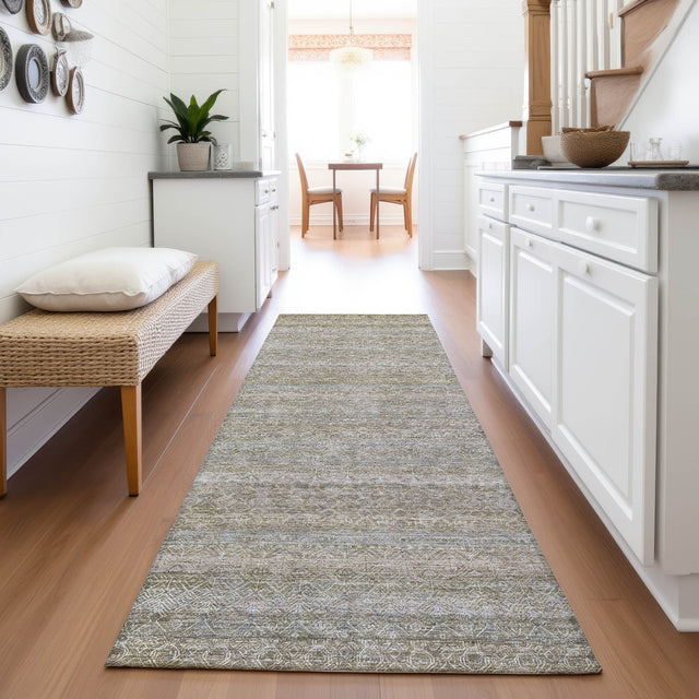 Addison Chantille ACN2105 Stripes Machine Made Transitional Khaki Rug