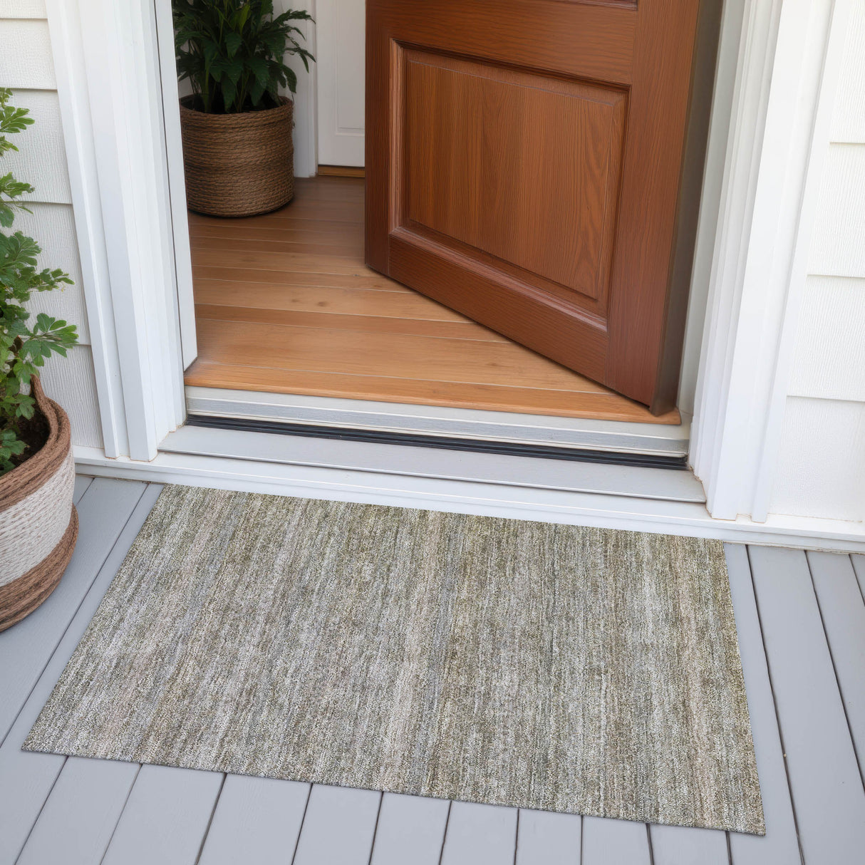 Addison Chantille ACN2105 Stripes Machine Made Transitional Khaki Rug