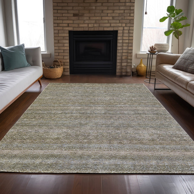 Addison Chantille ACN2105 Stripes Machine Made Transitional Khaki Rug