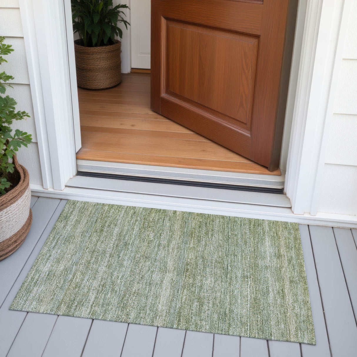 Addison Chantille ACN2105 Stripes Machine Made Transitional Sage Rug